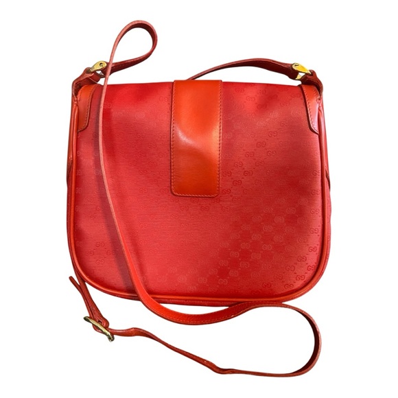 Vintage Gucci Red Leather Micro GG Shoulder Bag - Picture 7 of 11